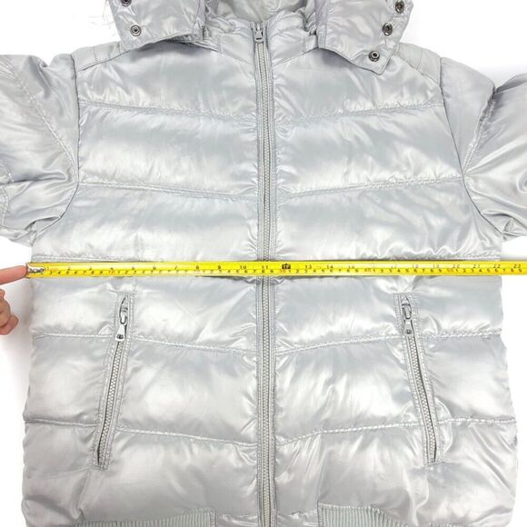 UNIQLO Gorpcore Metallic Silver Chrome Down Puffer Hoodie Jacket Parka Large - Picture 4 of 10
